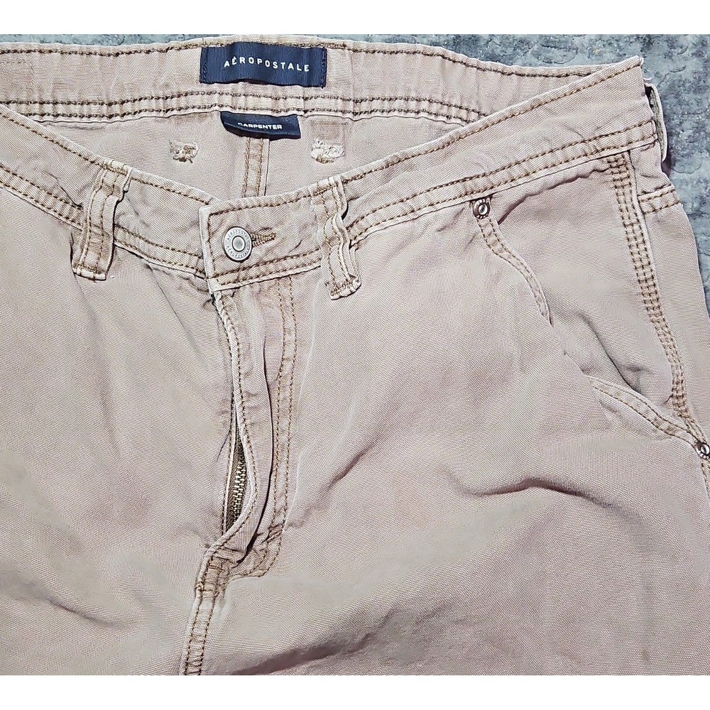 Aéropostale Men's Beige Cotton Carpenter Cargo Straight Leg Pants Size M 34